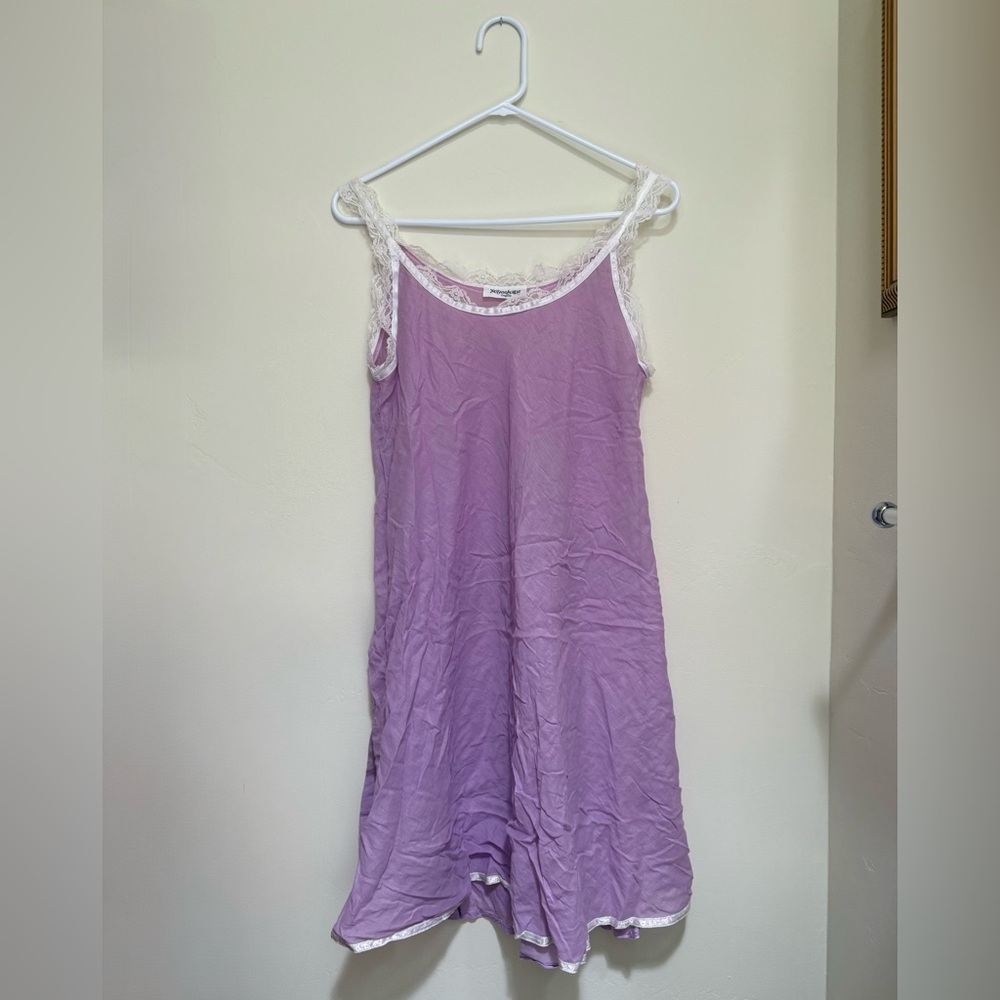 Yves Saint Laurent Lavender Chemise with Lace Trim